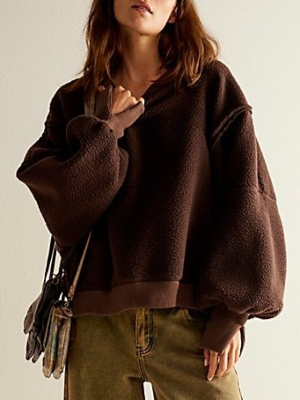 Free People We The Free Cozy Camden Sweatshirt - Walnut - Size Small
